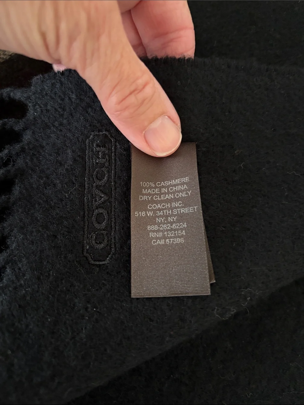 Men’s Coach Cashmere Scarf with Brown & Gray Stripe Accents